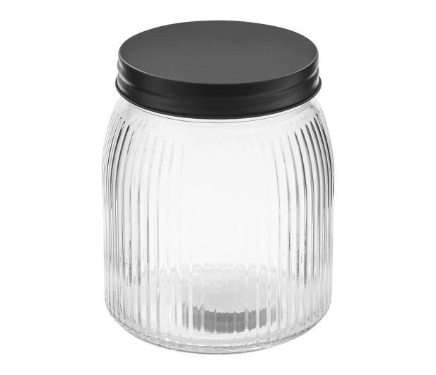 Altom Pojemnik szklany relief z pokrywą 950 ml czarny - 1580558 - zdjęcie 2